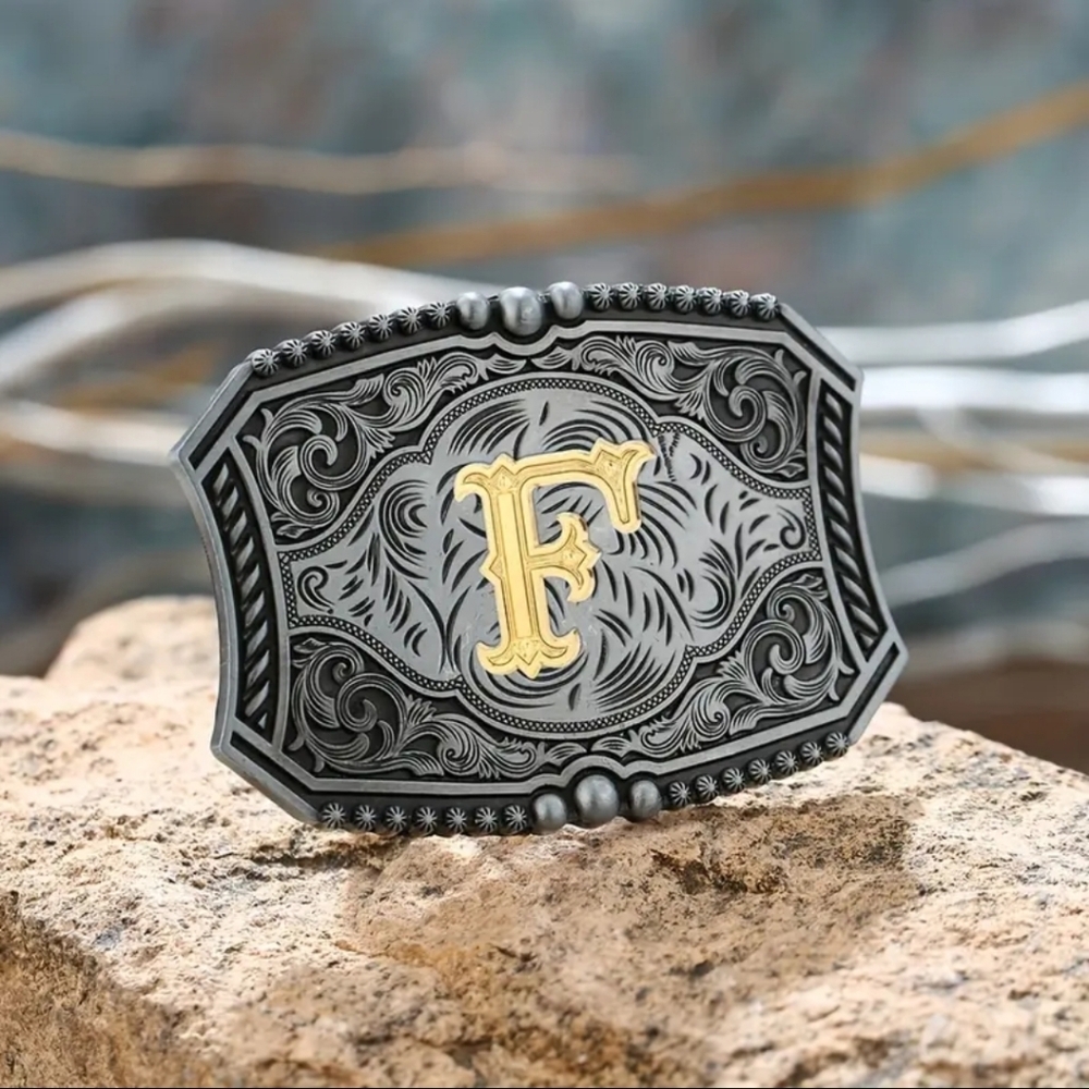 New Men's Cowboy Western Monogram F Belt Buckle